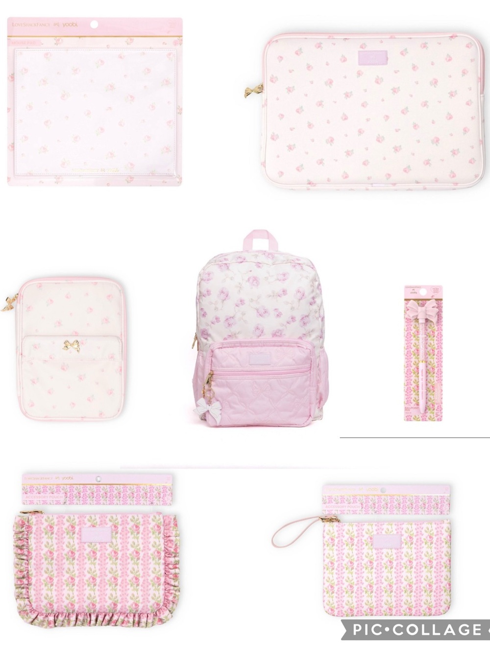 New LoveShackFancy Target Yoobi Backpack Laptop Pen Tech Case Mouse Pad Wristlet